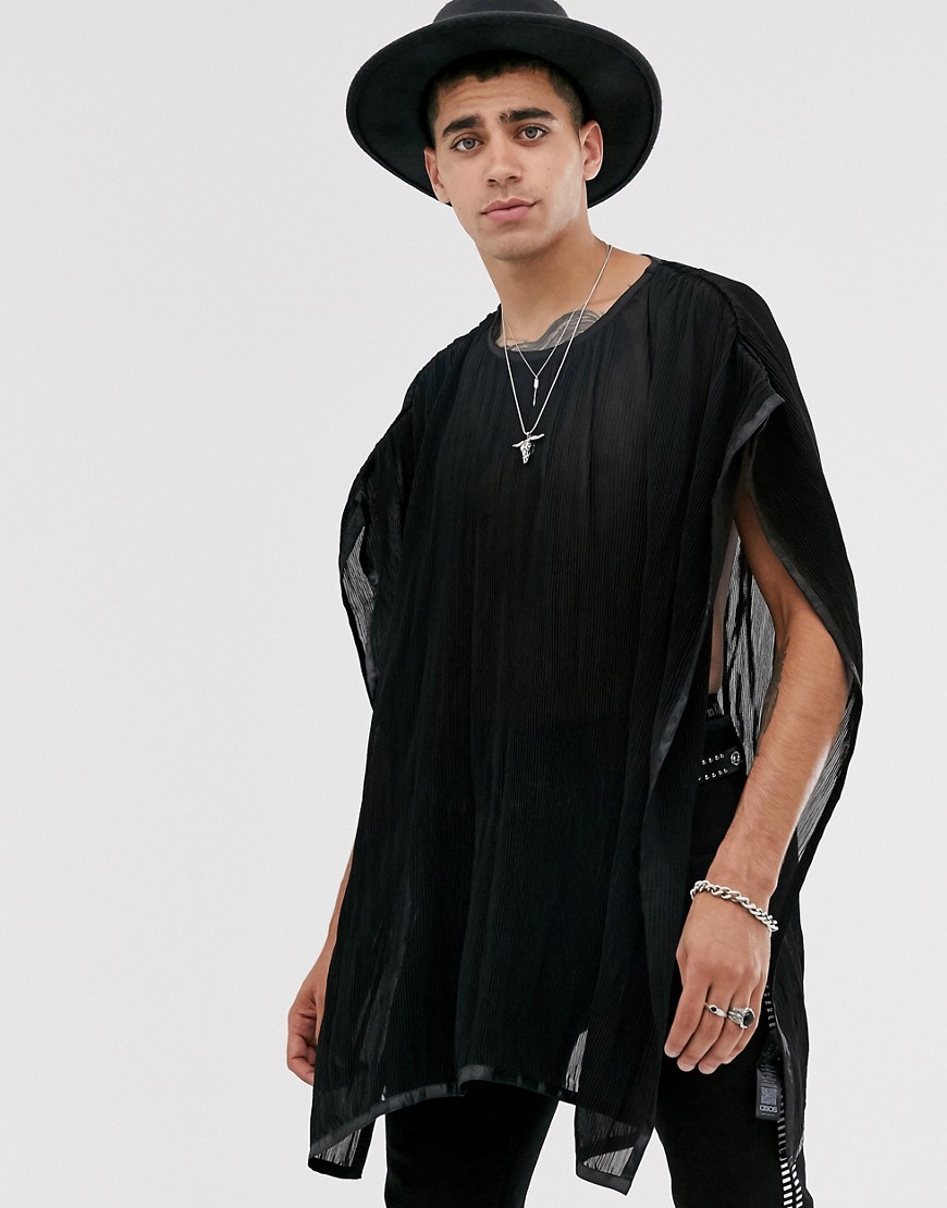 ASOS DESIGN - Poncho plissé nero vestibilità classica