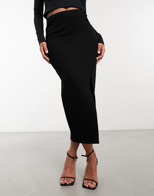 ASOS DESIGN high waist midi pencil skirt in black