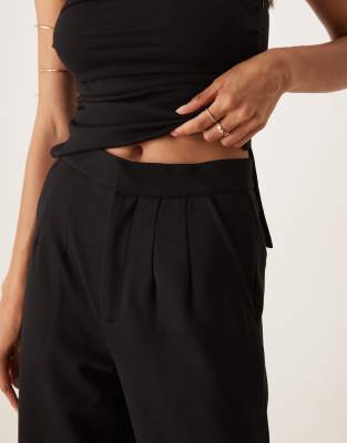 Asos Design Ponte Barrel Leg Pants In Black