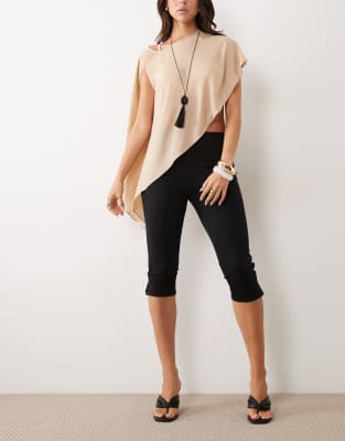 Asos Design Ponte Capri Pants With Side Split Detail In Black