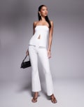 [ASOS DESIGN] ASOS DESIGN ponte flare pants in ivory (part of a set)-White XS Ivory