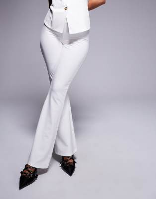 Asos Design Ponte Flare Pants In White