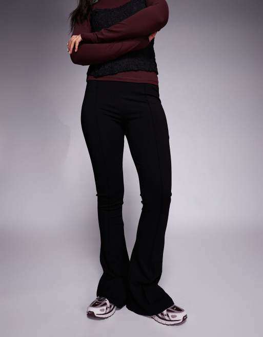 ASOS DESIGN ponte flared pants with pintuck detail in black, 3 of 5
