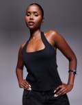 [ASOS DESIGN] ASOS DESIGN ponte halter neck corset top in black S Black