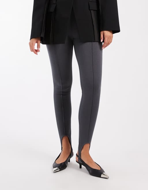 ASOS DESIGN - Ponte legging met bandje onder de voet in antracietgrijs, 5 van 5