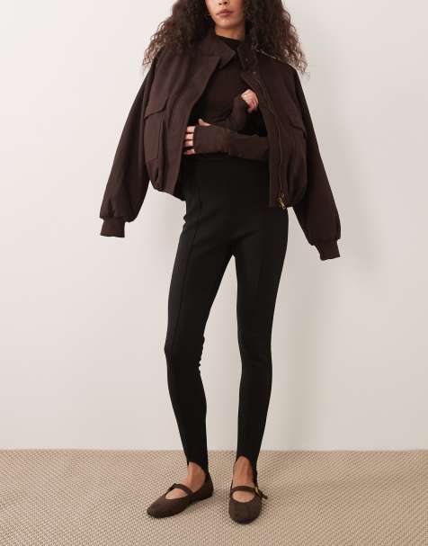 ASOS DESIGN - Ponte legging met ingestikte naad en bandje onder de voet in zwart - view 1