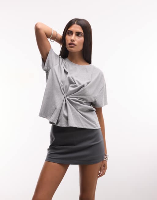ASOS DESIGN ponte micro miniskort i grå, 3 af 5