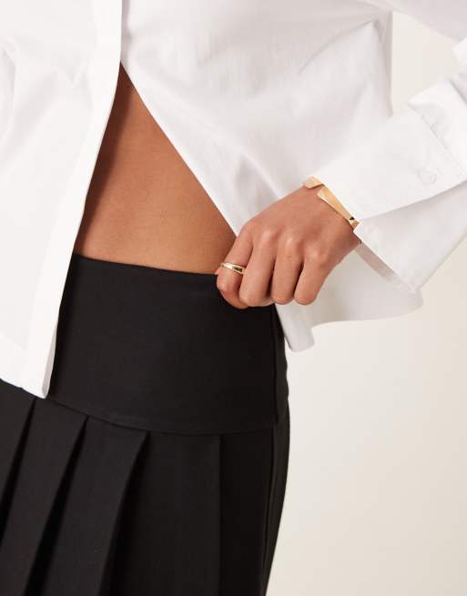 ASOS DESIGN ponte micro pleated mini skort in black