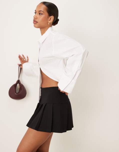 ASOS DESIGN ponte micro pleated mini skort in black - view 1