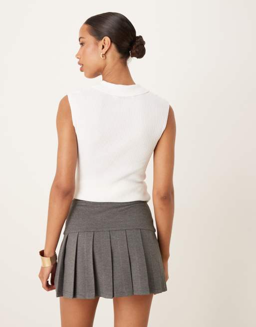 ASOS DESIGN ponte micro pleated mini skort in grey, 3 of 5