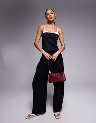 Asos Design Ponte Mix Fabric Corset Top