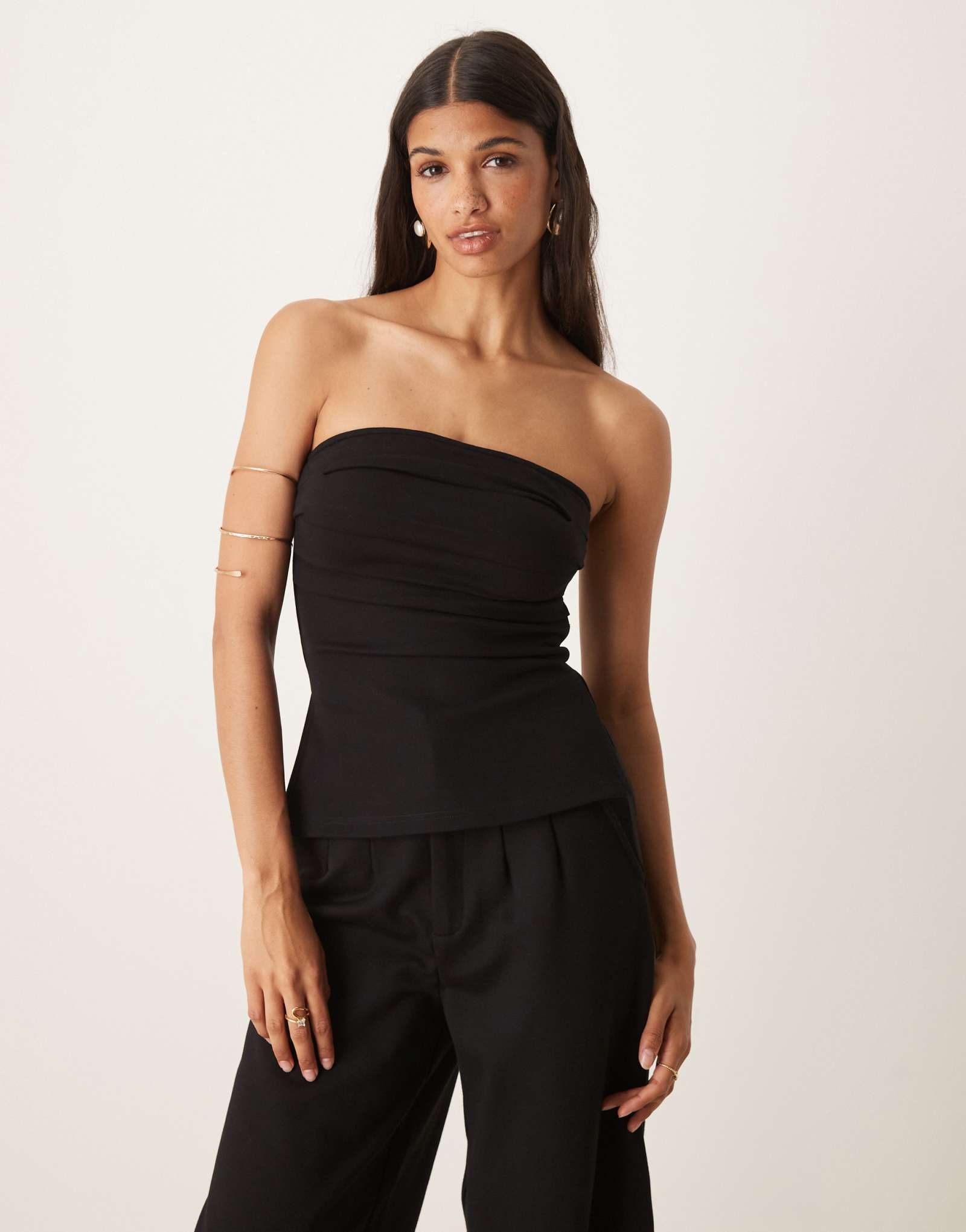 Черный плиссированный топ-бандо ponte от ASOS DESIGN - часть комплекта