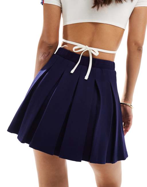 ASOS DESIGN ponte pleated mini skirt in navy ASOS