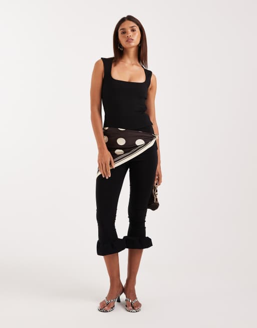 ASOS DESIGN ponte round neck top in black (part of a set), 2 of 4
