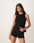 [ASOS DESIGN] ASOS DESIGN ponte seamed hot pants in black (Part of a set) 12 Black