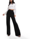 [ASOS DESIGN] ASOS DESIGN ponte wide leg pants with vent split in black 10 Black