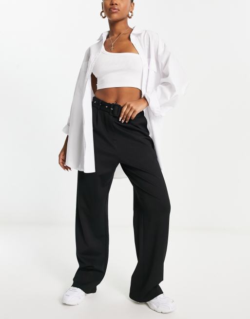 PLT Shape Black Cargo Pocket Detail Wide Leg Sweatpants