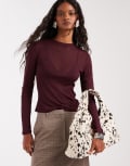 [ASOS DESIGN] ASOS DESIGN pony hair mid size slouch shoulder bag in cow print-Multi No Size Cow print
