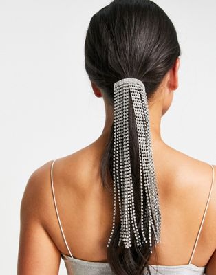 ASOS DESIGN ponytail clip with diamanted tassel detail
