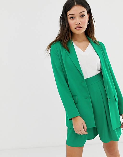 ASOS DESIGN pop green soft suit blazer