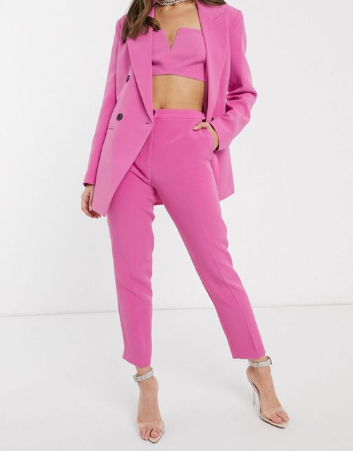 ASOS DESIGN flare suit pants in pink