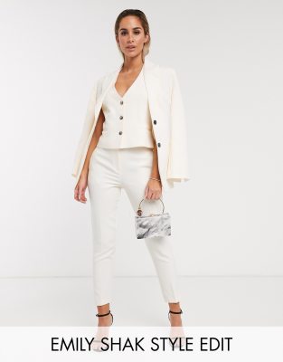ASOS DESIGN ASOS DESIGN pop slim suit trousers in ivory-White