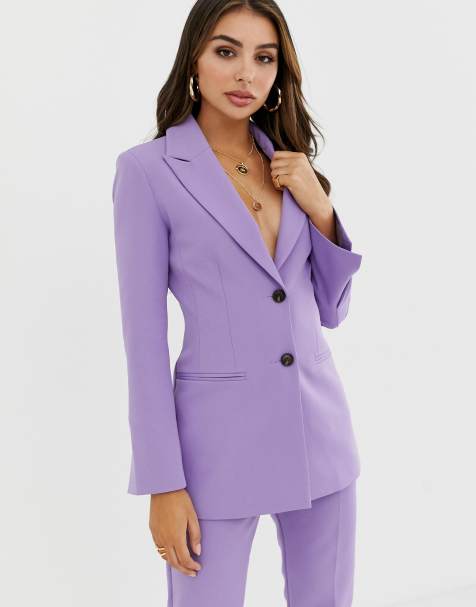 ASOS DESIGN pop waisted suit blazer in lilac