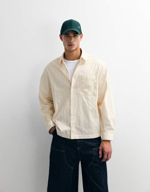 ASOS DESIGN – Popelinowa koszula oversize w żółto-białe paski, 5 z 9