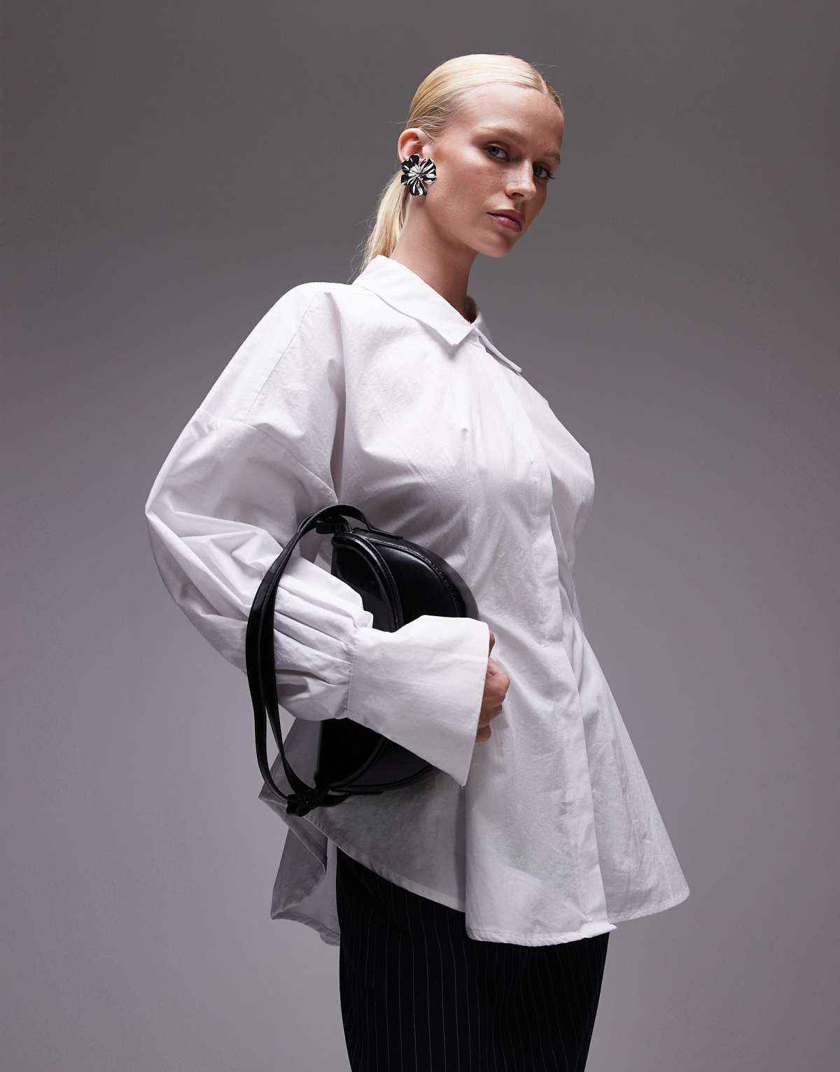 ASOS DESIGN poplin cinch back buckle detail shirt in white