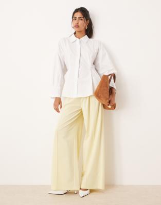 Asos Design Poplin Cinch Back Buckle Detail Shirt