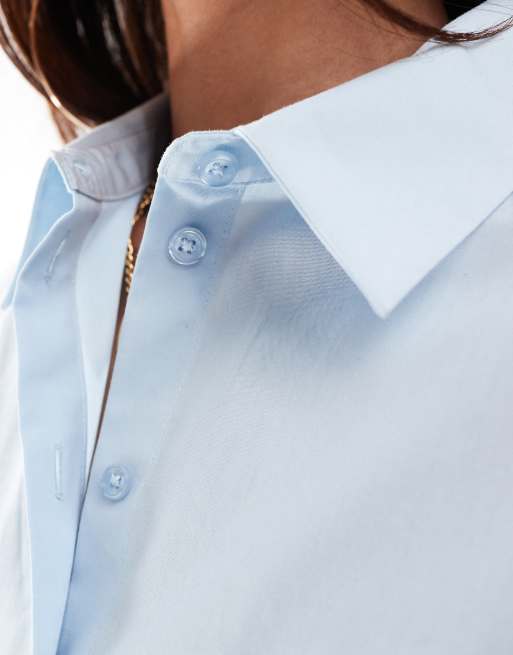 ASOS DESIGN poplin cinch detail oversized shirt in blue | ASOS