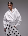 [ASOS DESIGN] ASOS DESIGN poplin cinch detail wrap shirt in white 8 White