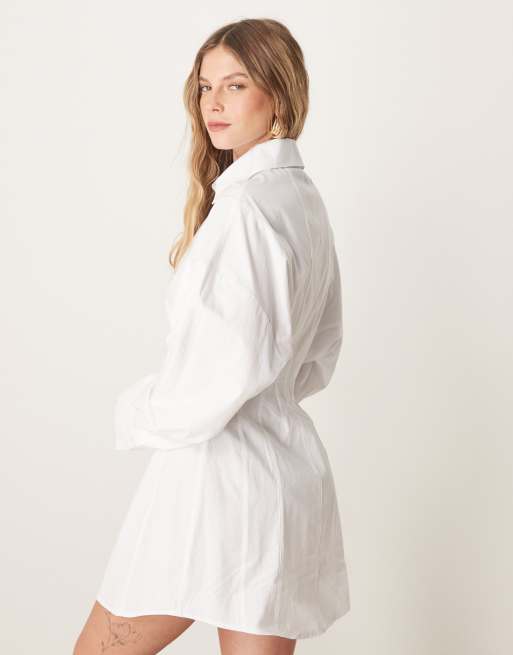 ASOS DESIGN poplin cinch waist mini shirt dress, 4 of 4