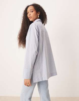 Asos Design Poplin Collared Patch Pocket Shirt-multi In Multi