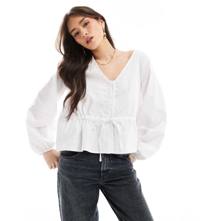 pois blouse tee ホワイト Taylee Women's Oversized Blouse in White – Buffalo Jeans