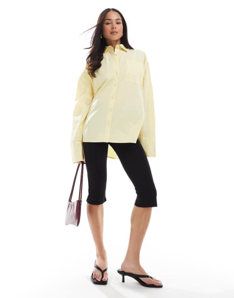 ASOS DESIGN poplin extreme cuff oversized shirt in buttermilk - view 1