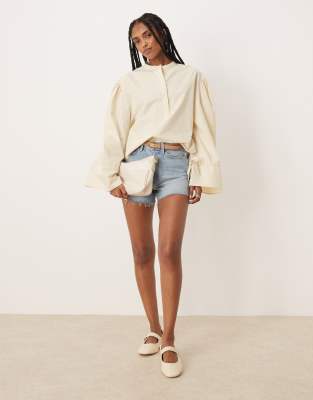 ASOS DESIGN POPLIN FRILL SLEEVE SHIRT