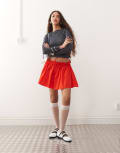 [ASOS DESIGN] ASOS DESIGN poplin low rise micro mini skirt in red L Red