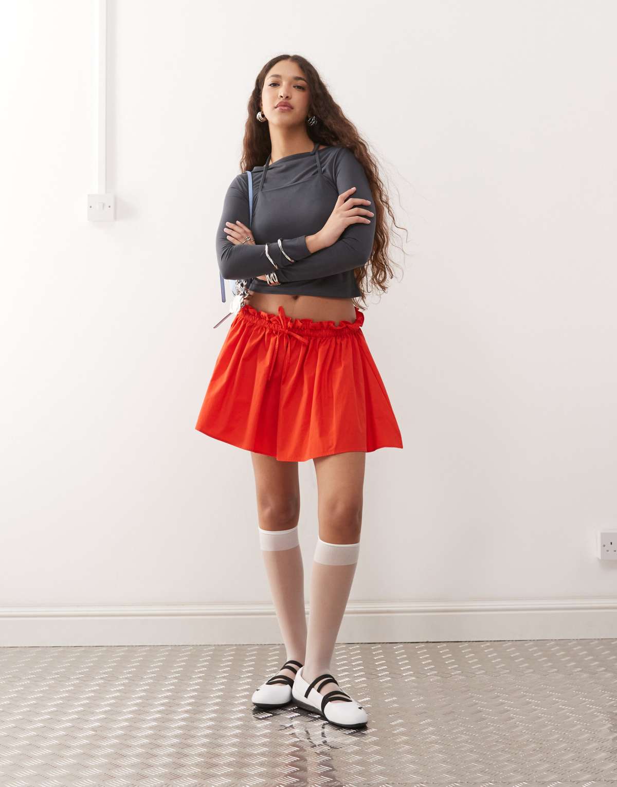 ASOS DESIGN poplin low rise micro mini skirt in red