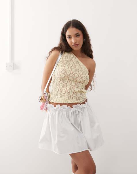 ASOS DESIGN poplin low rise micro mini skirt in white - view 1