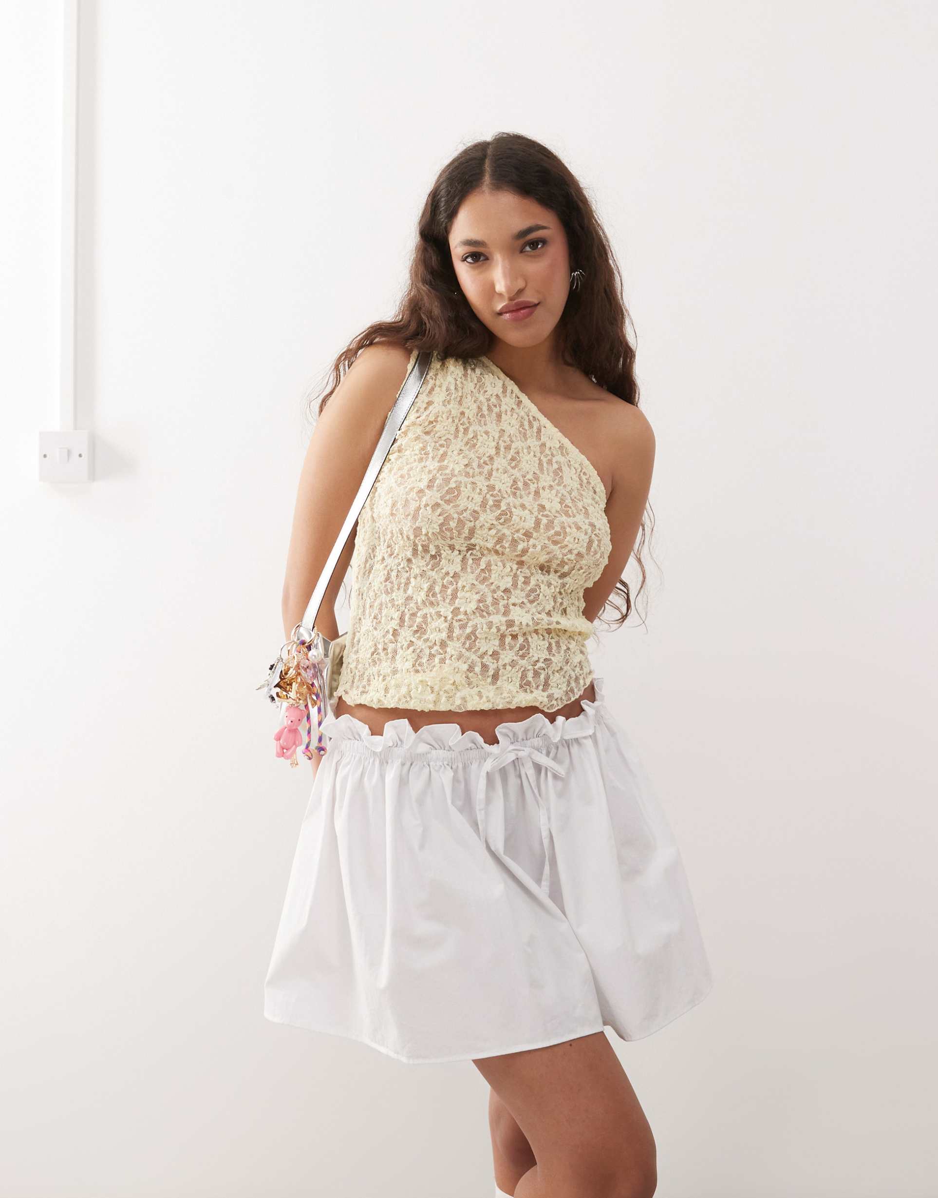 asos design poplin low rise micro mini skirt in white