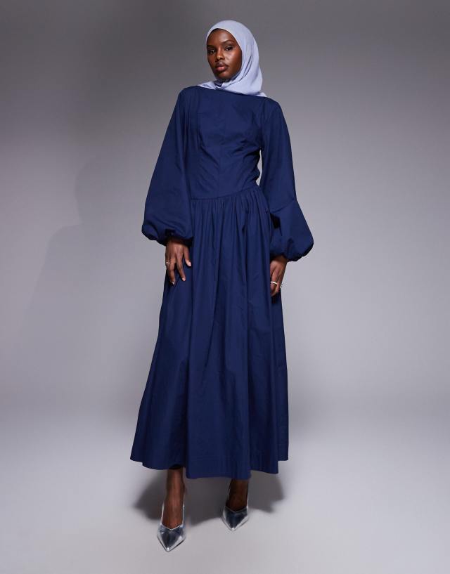 マイラン　Mylan Volume Sleeve Maxi Dress ASOS DESIGN poplin maxi dress with asymmetric waist and volume