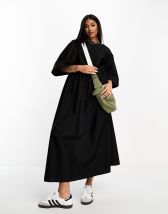 ASOS DESIGN dropped puff sleeve midi skater dress in apple green