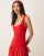 ASOS DESIGN poplin mix maxi dress with square neck in red