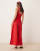 ASOS DESIGN poplin mix maxi dress with square neck in red