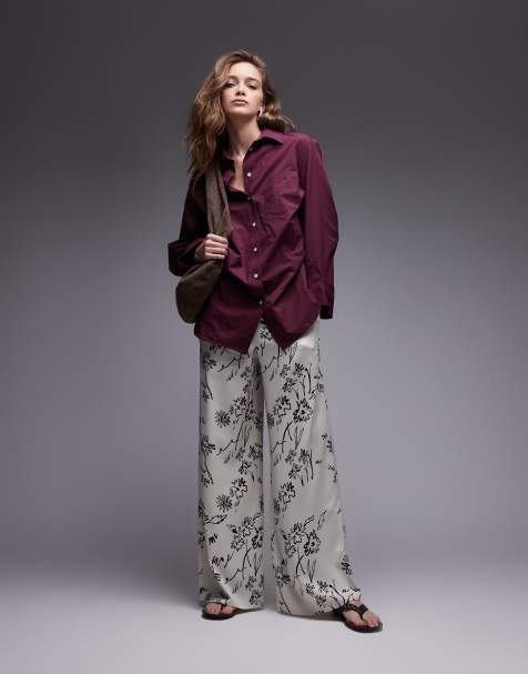 ASOS DESIGN poplin oversized shirt in plum - view 1