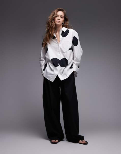 ASOS DESIGN poplin oversized shirt in polka dot - view 1