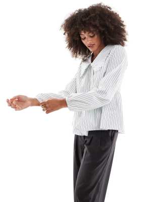 Asos Design Poplin Oversized Smock Shirt In Stripe-multi
