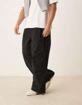 ASOS DESIGN super baggy trousers with pleat detailing in black