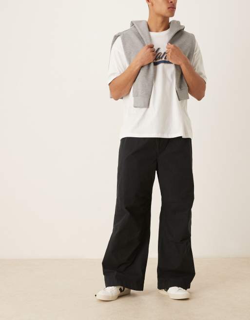 ASOS DESIGN poplin parachute pants in black